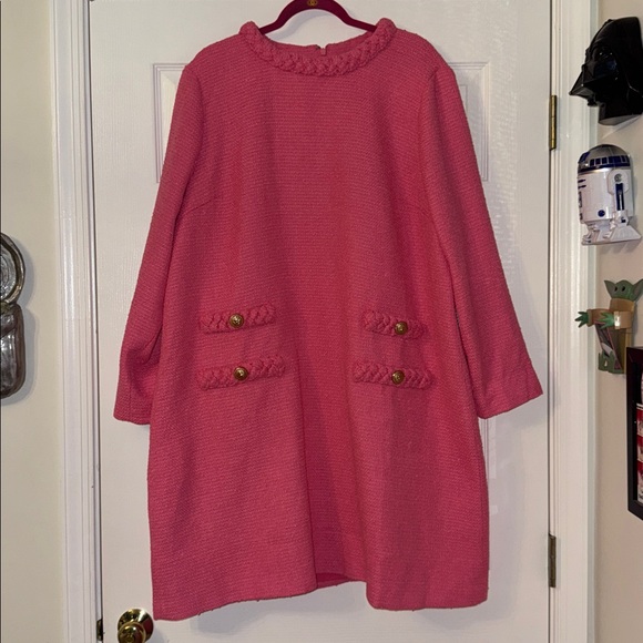 Hot Pink Tweed Long Sleeve Jackie Dress Tuckernuck - Picture 3 of 7